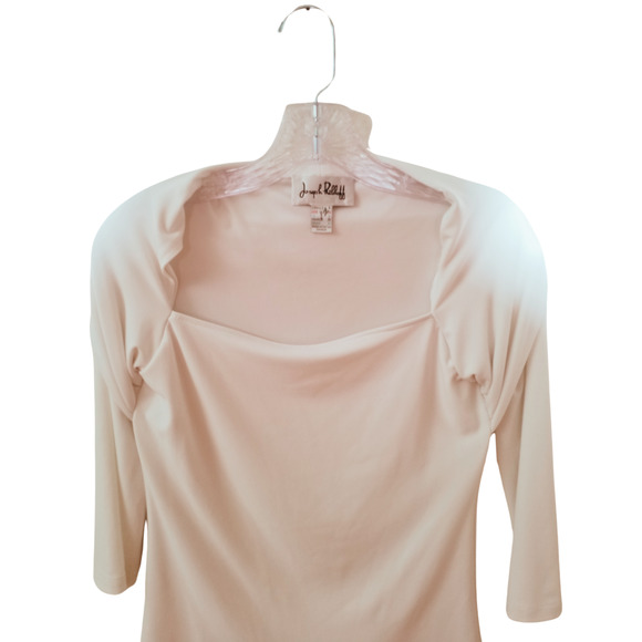 Joseph Ribkoff White 3/4 Sleeve Scoop Neck Stretch Top Size 6 - Picture 2 of 7